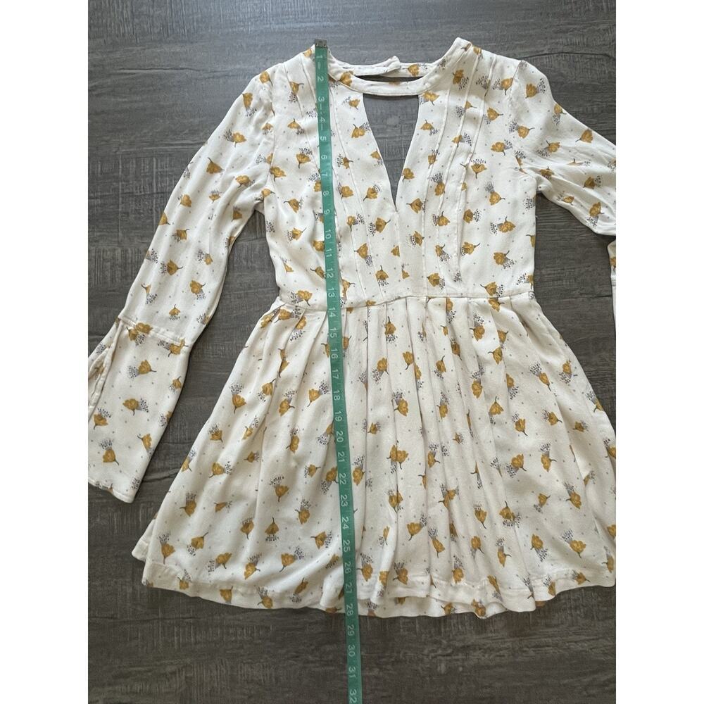 Free People Womens Tegan Long Bell Sleeve Floral Printed Boho Mini Dress Size 2 - Picture 12 of 13